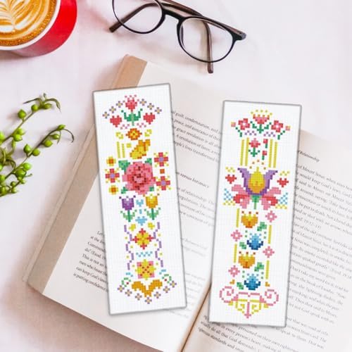 ORIGACH 6 Set Vintage Folk Floral Cross Stitch Bookmark Kit for Beginner - Image 5