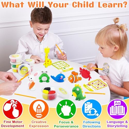 LanMa Air Dry Clay Kit for Kids, 12 Pack Animal Air-Dry Art Kits with Ultra Light & Soft Modeling Clay, Instructions, Sculpting Tools, Christmas Birthday Gifts for Boys Girls - Image 4