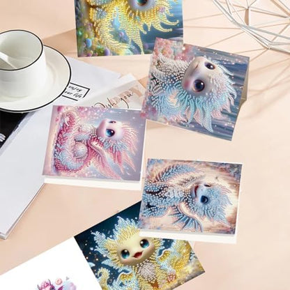 TDFERAN Diamond Painting DIY Beautiful Greetings Cards Set of 6 with Envelopes Paint by Numbers Kit for Adults Blank Note Cards Perfect Stationary Set for All Occasions Thinking of You Cards Dragon - Image 6