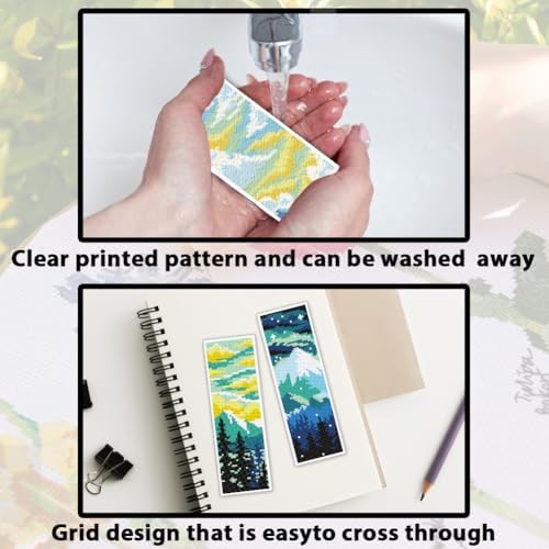 ACRNIGHEET 6PCS Cross Stitch Bookmark Kits for Beginners Stamped Pattern - Image 3