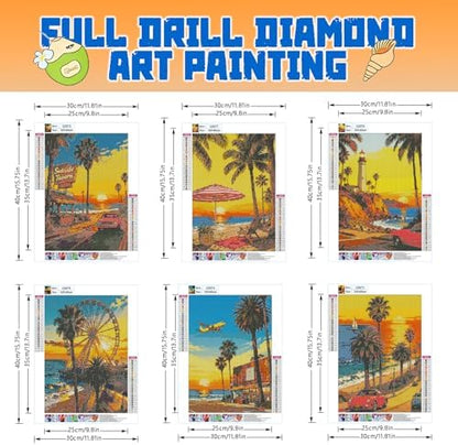 DOTSOPS 6 Pack Coastline Diamond Painting Kits for Adults Round Full Drill - Image 2
