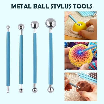 EUOCENK 11PCS Silicone Clay Sculpting Tool, Ball Stylus Clay Tools, Clay Shaper & Sculpter Brushes for Dotting, Painting Mandalas, Embossing, Nail Art, Polymer, Pottery Crafts, Rhinestone, Rock - Image 3