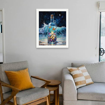 Ocean Magic Paint by Numbers Kit for Adults - DIY Butterflies and Crystals in Glass Bottle Painting on Canvas 16x20 Inches, Acrylic Paint Set, Suitable for Beginners, Art for Home Decoratio or Gifts - Image 4
