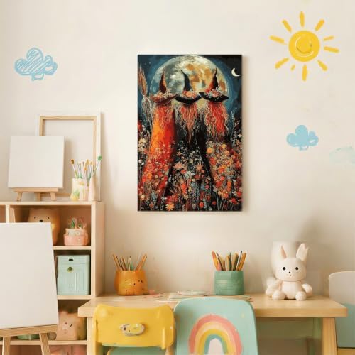 Spandrel Halloween Witch Paint by Number Kits for Adults, Witch Paint by Number Kits on Canvas, DIY Acrylic Oil Halloween Painting by Numbers Gitfs for Home Wall Decor, 8x12in - Image 3