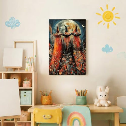 Spandrel Halloween Witch Paint by Number Kits for Adults, Witch Paint by Number Kits on Canvas, DIY Acrylic Oil Halloween Painting by Numbers Gitfs for Home Wall Decor, 8x12in - Image 3