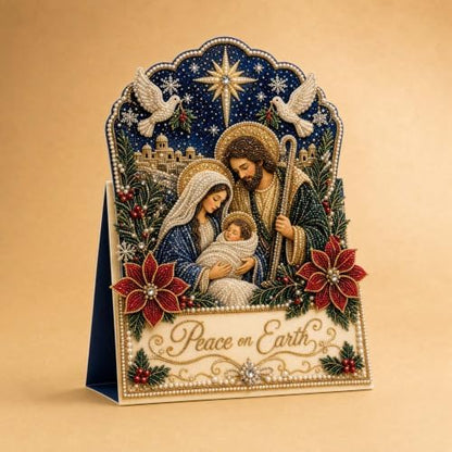 Christmas Diamond Art Greeting Cards Kit for Adults, 6 Pcs DIY Diamond Painting Christmas Cards with Envelopes, 3D Pearl Rhinestone Jesus Card Making Craft, Handmade Holiday Gifts - Image 4