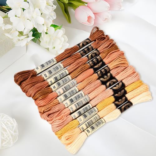 105 Yards 12 Skeins Gradient 6 Strands Earth Color Friendship Bracelet Threads String Polyester Variegated Embroidery Floss Cross Stitch Thread Assorted Bulk for Hand Sewing Making Supply - Image 3