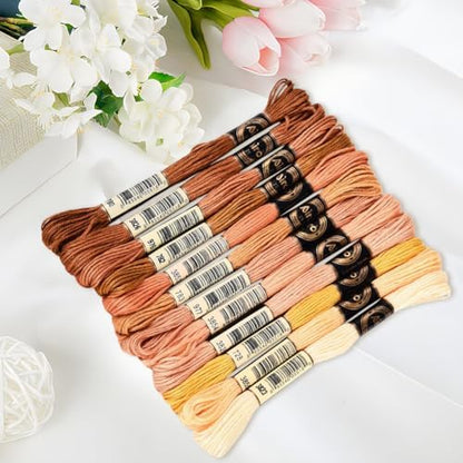105 Yards 12 Skeins Gradient 6 Strands Earth Color Friendship Bracelet Threads String Polyester Variegated Embroidery Floss Cross Stitch Thread Assorted Bulk for Hand Sewing Making Supply - Image 3