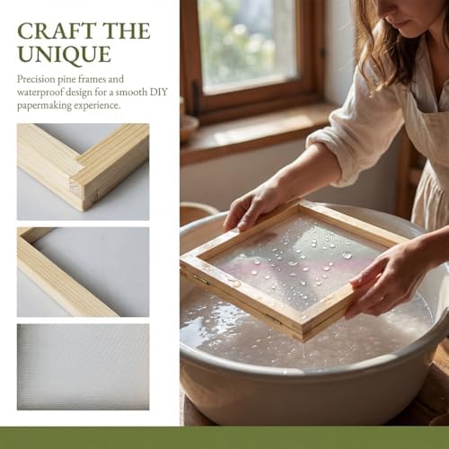 Leemeexaa 6pcs Wooden Paper Making Frame Kit 5 x 7 Inch Paper Making Screen Deckle for Paper Making Handmade Paper Making DIY Craft Classroom Handicraft Project Art Projects (6) - Image 4