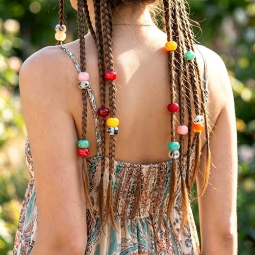 140PCS Large Hole Beads DIY Jewelry Making Kit, 14mm Acrylic Rondelle Multi‑Color Smooth Loose Beads for Keychains Bracelet Necklace Craft Carabiner Bag Charms - Image 6