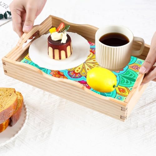EWJRNSF Diamond Art Kits for Adults Wooden Serving Trays with Handles, 5D Diamond Painting Big Gem Arts and Craft Gifts Trays Decor Gift Home Decor 7.8x11.8 Inches Mandala F - Image 6