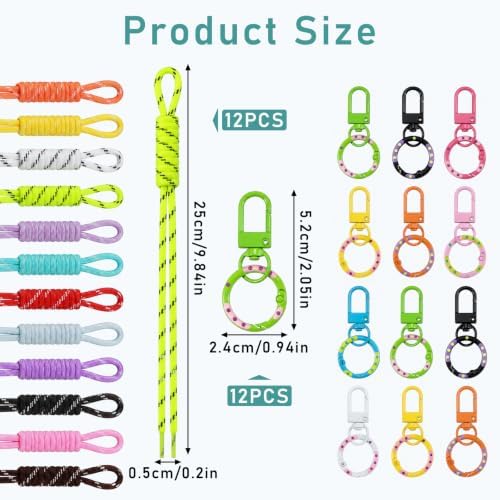 24 Pack Paracord Keychain Bag Charms, Rope Keychain - Image 2