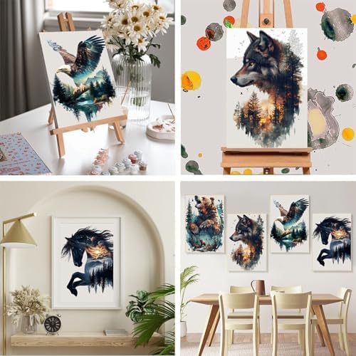 4 Pack Animals Paint by Numbers for Adults with Framed Canvas 8x12 inch - Image 5