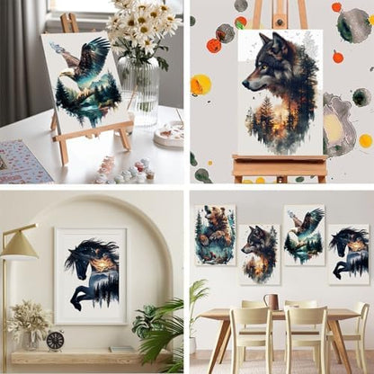 4 Pack Animals Paint by Numbers for Adults with Framed Canvas 8x12 inch - Image 5