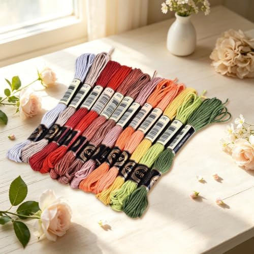 12 Skeins 105 Yards Multi Color Cross Stitch Thread for Bracelets - Image 4