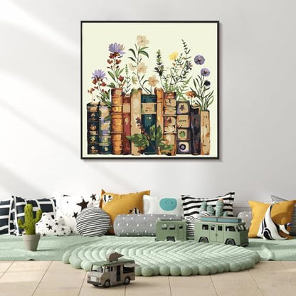 Yezavesu Book Framed Paint by Numbers Kit for Adults 10x 10 inch, Flowers - Image 2