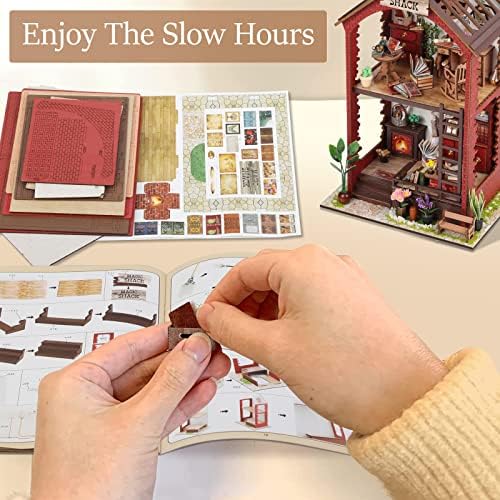 RONSTONE Book Nook Kit for Adults, Martin’s Bookstore DIY Miniature House Kit with LED Light, Wooden 3D Puzzle Bookshelf Insert Decor, Craft Gift for Teens and Book Lovers - Image 6