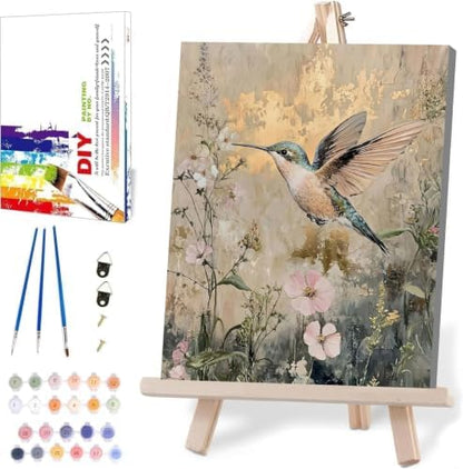 WUDWL Paint by Numbers Kit for Adults Framed Canvas, with Wooden Easel by WUDWL