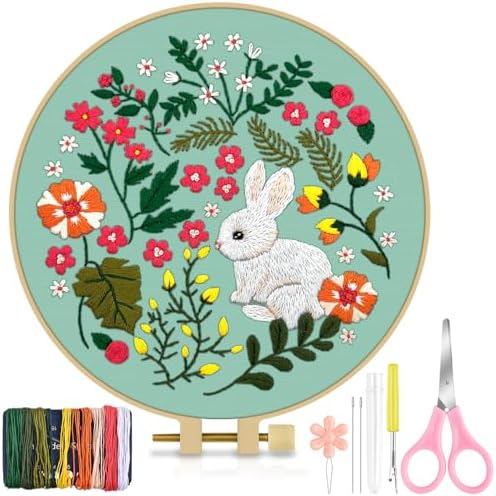 TINDTOP Embroidery Kit for Beginners Adult, Rabbit Embroidery Kit by TINDTOP