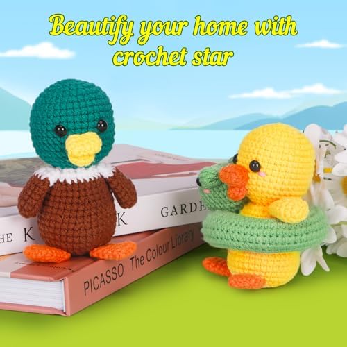 ekaus Crochet Kit for Beginners, Crochet Kit with Step-by-Step Video Tutorials, Crochet DIY Knitting Supplies for Adults, Crochet Ducks(45%+ Yarn) - Image 5