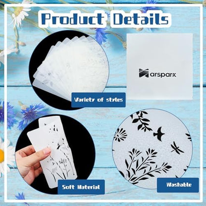 Marspark 20 Pcs Wildflower Stencils, Rectangular Style, 6 x 4.7 Inch - Image 3