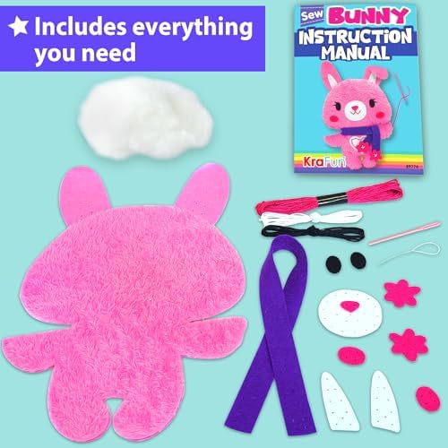 KRAFUN Bunny Sewing Kit for Kids Ages 8-12 - No Scissors No Glue - Image 3