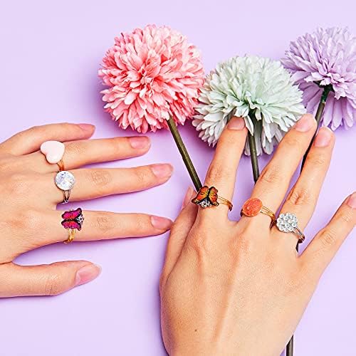 Herdear 40pcs Adjustable Blank Rings 12mm Base, Silver, Gold - Image 6