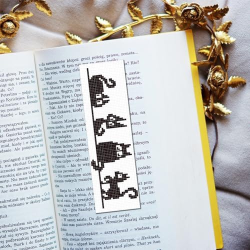 FREEBLOSS 6 Set Cross Stitch Bookmark Kits 11CT 8"x2.4" Black Cat Theme - Image 5
