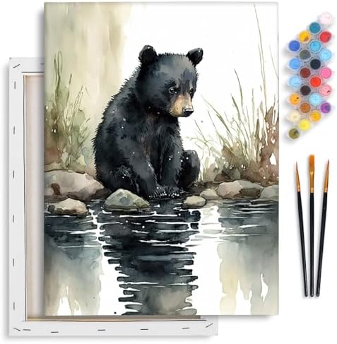 Yezavesu Bear Framed Paint by Numbers Kit for Adults Beginner by Yezavesu