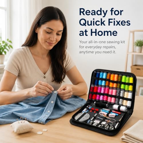 Obear 95-Piece Sewing Kit for Adults & Beginners – 24 Color Threads, Needles, Scissors & Tape Measure – Portable Emergency Repair Kit for Hand Sewing, Clothing, Buttons, Hemming at Home or On the Go - Image 4