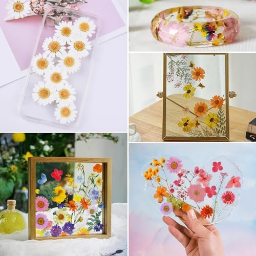 190 Pcs Dried Pressed Flowers for Resin, Real Dried Pressed Flowers for Resin Butterfly Stickers DIY Art with Tweezers Crafts Decorate for Candles Jewelry Nail Crafts - Image 6