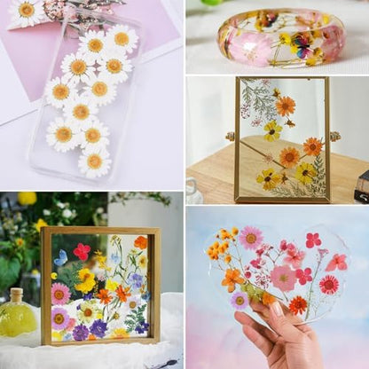 190 Pcs Dried Pressed Flowers for Resin, Real Dried Pressed Flowers for Resin Butterfly Stickers DIY Art with Tweezers Crafts Decorate for Candles Jewelry Nail Crafts - Image 6