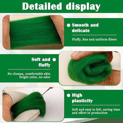 Mayboos 1.76oz Green Natural Wool Roving, Needle Felting Wool - Image 3