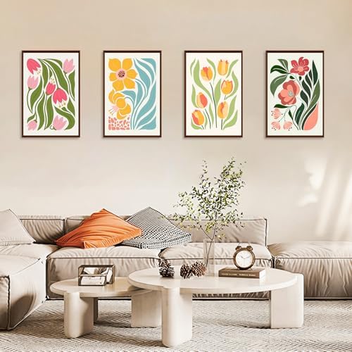 Okarina 4 Pack Paint by Numbers Kit for Adults with Frame, Easy Flower - Image 4