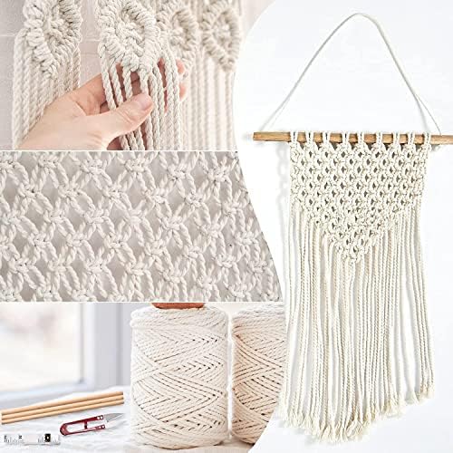 Hdviai Macrame Supplies - 3mm x 109Yards Macrame Cord for Adults Beginners Kit, with Accessories Like 110Pcs Beads and 40Pcs Wooden Rings for Plant Hanger - Image 5