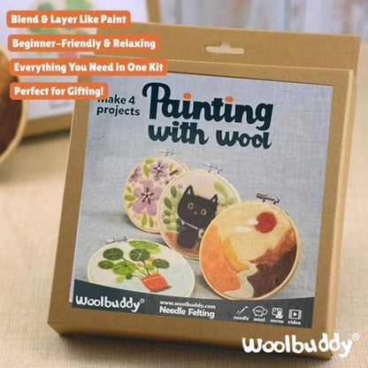 Woolbuddy Wool Painting Felting Hoop Kit 4PK, with Tools Set & Instruction - Image 3