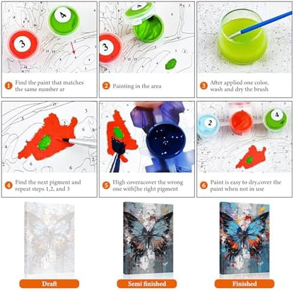 Fountor Butterfly Paint by Numbers Kit for Adults Beginner 16x20 Inch - Image 6