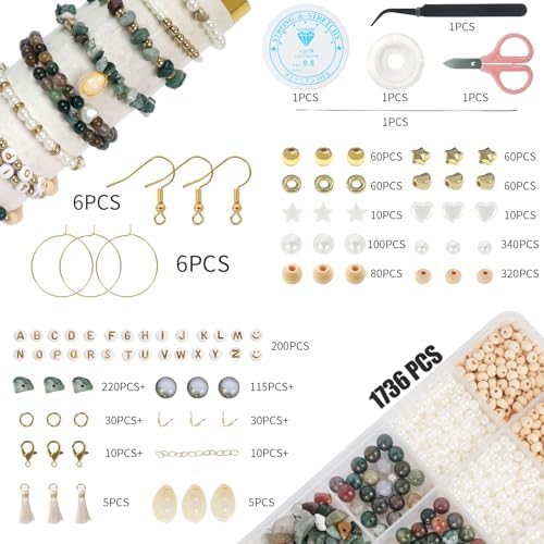 Jewelry Making Supplies Kit, Bracelet Making Kit, Natural Stone Beads - Image 2