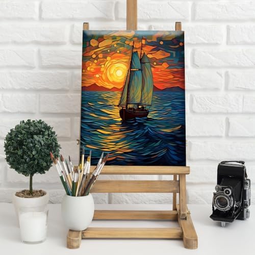 Natuyalo Framed Paint by Numbers Kit for Adults - Sailboat DIY Adult Paint by Number Kits Sunset Landscape Acrylic Canvas Painting for Adults Beginners Art Crafts with Frame, 12x16 Inch - Image 2