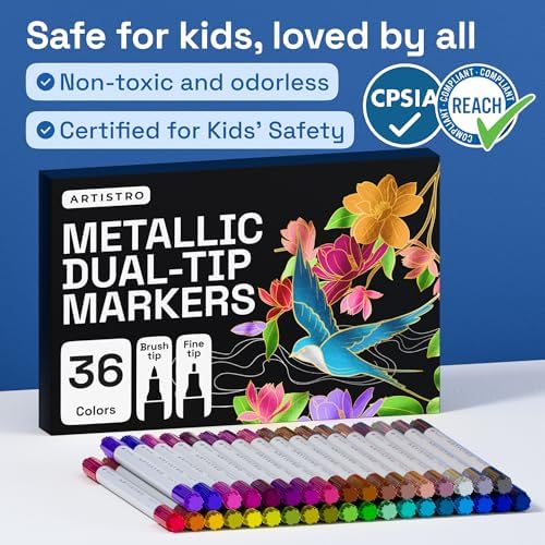 ARTISTRO 36 Metallic Dual-Tip Acrylic Paint Marker Pens for Drawing - Image 7