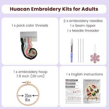 Huacan Embroidery Kits for Adults Beginner DIY Cross Stitch Stamped Christmas Pattern Stitching Sewing Kit 1 Piece 7.8 x 7.8 Inch (Santa Claus) - Image 2