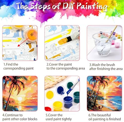 ZTOTZ Paint by Numbers Beach Ocean, Summer Paint by Numbers kit for Adults Beach,Holiday Paint by Numbers for Adults Wall Decor(16x20in) - Image 6