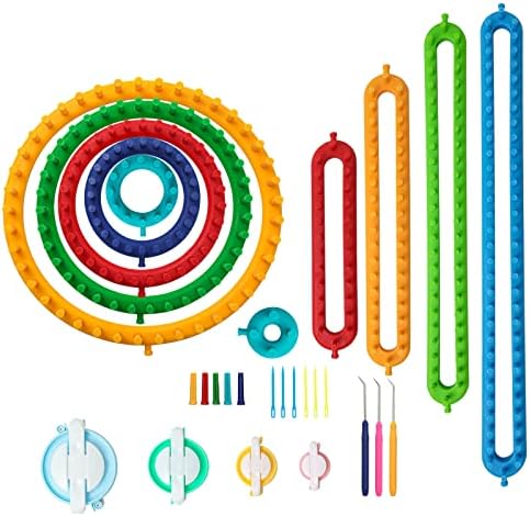 Frola Knitting Loom Craft Kit - 6 Round Knitting and 4 Long Knitting Include Hook Needle, Pompom Maker for Crochet, Hat, Scarf by Frola