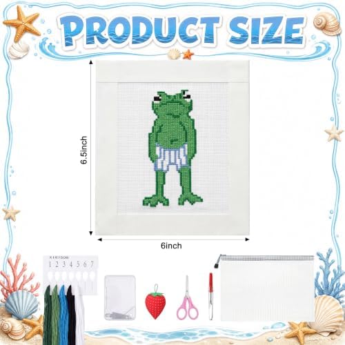 XunYee 18 Mesh Needlepoint Canva for Beginner, Frog - Image 2