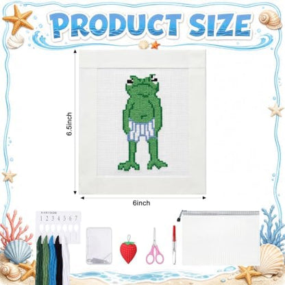 XunYee 18 Mesh Needlepoint Canva for Beginner, Frog - Image 2