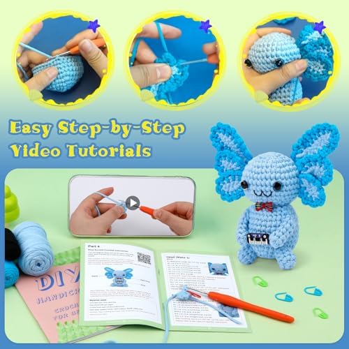 Pnytty Crochet Kit for Beginners, Blue Axolotl Crochet Starters Kit - Image 4