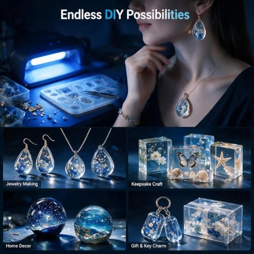 Clear UV Resin Kit for Jewelry Making, Fast Curing Hard Type - Image 6