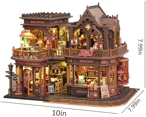 Plustopoy DIY Miniature House Kit - 3D Wooden Puzzle Bookshelf Decor with Furniture & LED Light, Dollhouse Kit Creative Craft Building Set for Adults, for Women Men - Image 4