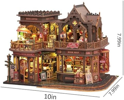 Plustopoy DIY Miniature House Kit - 3D Wooden Puzzle Bookshelf Decor with Furniture & LED Light, Dollhouse Kit Creative Craft Building Set for Adults, for Women Men - Image 4