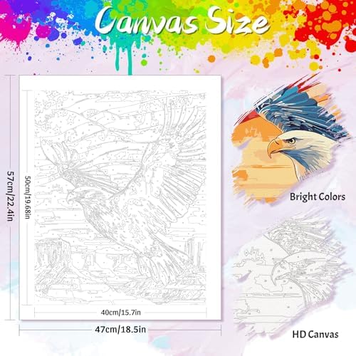 Yunnuo Paint by Numbers Kit for Adults 16x20 in,Bald Eagle in National Park - Image 2